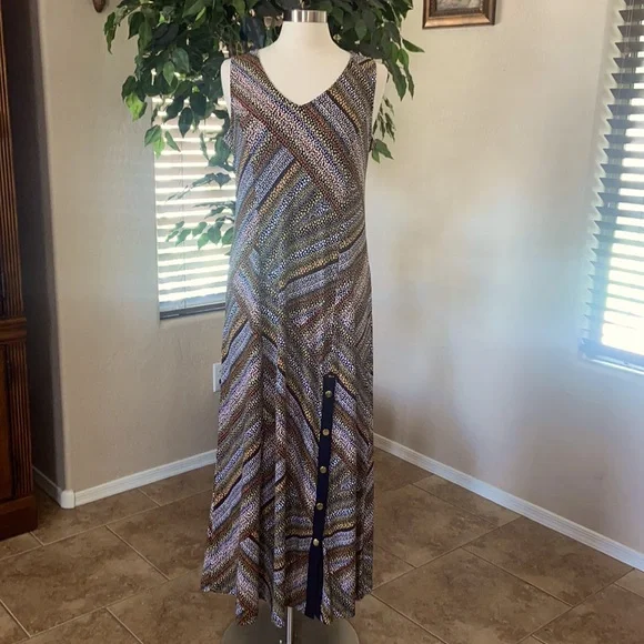 Susan Graver | Dresses | Susan Graver Printed Liquid Knit Maxi Dress  Blackneutral | Poshmark